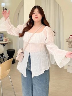 A204 เสื้อสาวอวบ แขนยาว อกได้ถึง50 มี6สี ขาว ดำ แดง ชมพู ฟ้า เหลือง อก40-50นิ้ว