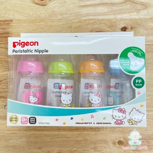 Pigeon ขวดนมลายคิตตี้พร้อมจุกนมเสมือนนมมารดารุ่นมินิ 4oz แพ็ค 4 ขวด