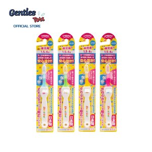 Dentfine - แปรงโค้งงอได้ แปรงสีฟันเด็ก ขนนุ่ม ด้ามจับซิลิโคลน สำหรับน้อง 1 ปีขึ้นไป นำเข้าจากญี่ปุ่น (สุ่มลาย)