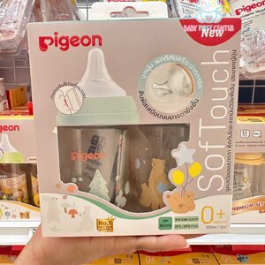 Pigeon ขวดนมคอกว้าง PP ลายหมี-กระต่าย 5oz แพ็คคู่ 2 ขวด