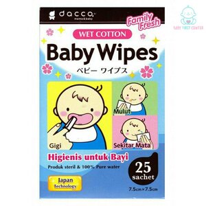 Dacco Baby Wipes (แดคโค้) กระดาษเช็ดลิ้น เช็ดฟันเด็ก 25 ชิ้น