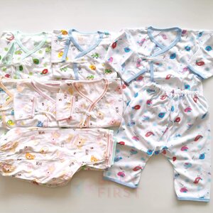 Setชุดผูกหน้าแขนยาว6ตัว+กางเกงขายาว 6ตัว (แรกเกิด-6เดือน)