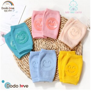 DODOLOVE สนับเข่าเด็ก กันลื่น ถุงรองเข่าขณะคลาน สำหรับเด็กน้อยหัดคลาน ลายหน้ายิ้ม สนับเข่ากันกระแทก สนับรองเข่าเวลาเด็กคลาน