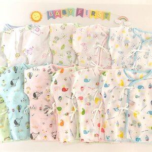 Set เสื้อเดี่ยวผูกหน้าแขนสั้นผ้าป่าน แรกเกิด-3เดือน 12ตัว