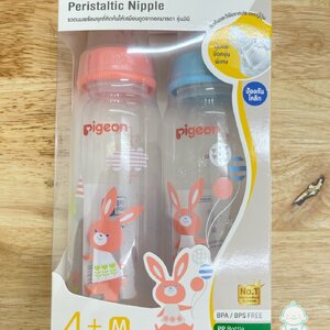 Pigeon ขวดนมลายกระต่ายพร้อมจุกนมเสมือนนมมารดารุ่นมินิ 8oz แพ็ค 2 ขวด