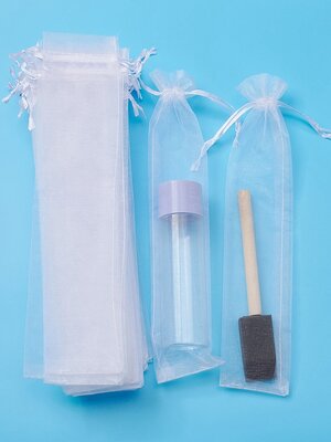 ถุงผ้าแก้ว ถุงผ้าออแกนซ่า ขนาด 26.5x5.5cm จำนวน 10 ใบ