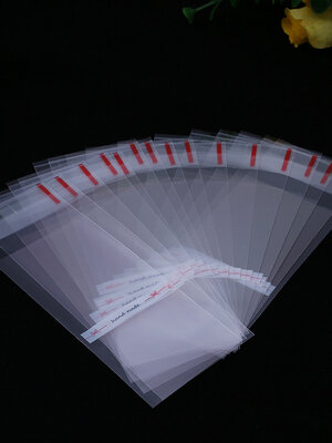 ถุงพลาสติกใส OPP ฝากาว มีลายคาด พอดีสำหรับใส่ลิปสติก ขนาด 5x13 ซม. (ส่วนใช้งาน 5x10 ซม.) 1 แพ็ค มี 96~100 ใบ