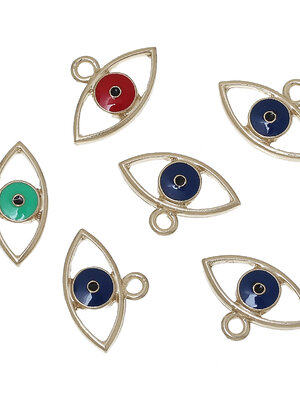 จี้โลหะสีทอง evil eye ขนาด 20mm x 14mm แพ็ค 10 ชิ้น คละสีแบบสุ่ม