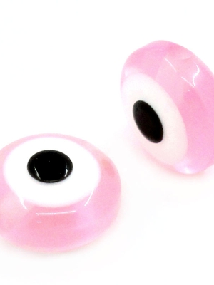 ลูกปัดเรซิ่นรูปตา Evil Eye 8mmx5mm 50 เม็ด สีชมพู