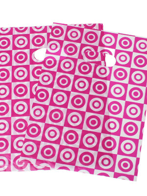 ถุงพลาสติกพิมพ์ลายสีบานเย็น ขนาด 25cm x 18.3cm แพ็ค 100 ใบ