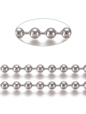 โซ่ไข่ปลาสแตนเลส 304 เม็ดขนาด 3.5 มม. ตัดแบ่งยาว 1 เมตร / ข้อต่อ