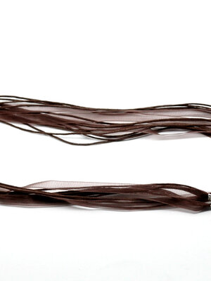 สร้อยคอผ้าริบบิ้นออแกนซ่า+เชือกเทียน สีน้ำตาลเข้มพร้อมก้ามปู ความยาว 43 ซม.(17นิ้ว) 1 เส้น