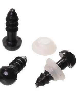 ตาตุ๊กตาก้านเสียบ พลาสติกสีดำ พร้อมแป้นล็อค