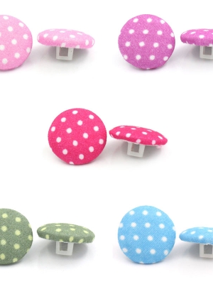 กระดุมผ้าแฮนด์เมดลายจุด 16.5mm. 20 เม็ด คละสี