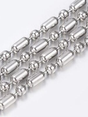 โซ่ไข่ปลา สแตนเลส 304 เม็ดกลมขนาด 2.3 มม. สลับเม็ดยาว 2.3x4.5mm ม้วน 50 เมตร พรีออเดอร์