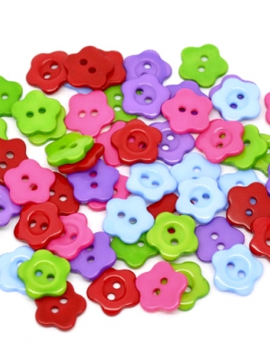 กระดุมเรซิ่นรูปดอกไม้ 14มม. คละสี 200 เม็ด