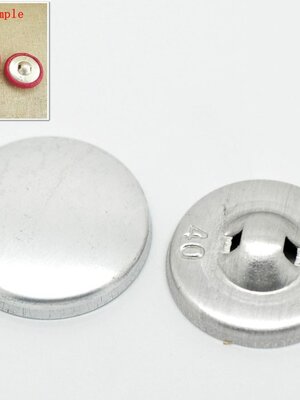 ตัวครอบโลหะอลูมิเนียมสำหรับปั๊มกระดุม ขนาด 24mmx24mm, 22mmx22mm 20 เซต