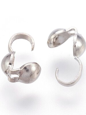 ตัวปิดปม วัสดุทองเหลืองไม่เป็นสนิม สีเงินแพลตตินั่ม ขนาด 8.5x3.5x5mm แพ็ค 100 ชิ้น