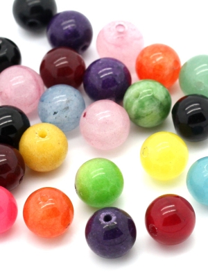 ลูกปัดGemstone Agate สังเคราะห์เกรด B เม็ดกลมคละสี ขนาด 8 mm แพ็ค 50 เม็ด