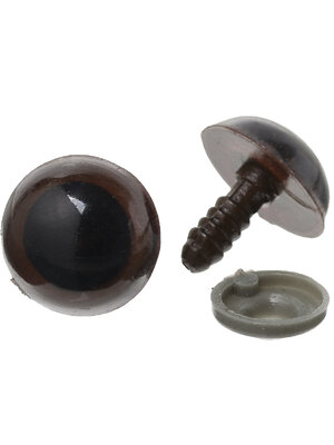 ลูกตาก้านเสียบสีน้ำตาล ด้านในดำ ขนาด 16mm พร้อมแป้นล็อค บรรจุจำนวน 100 เซต