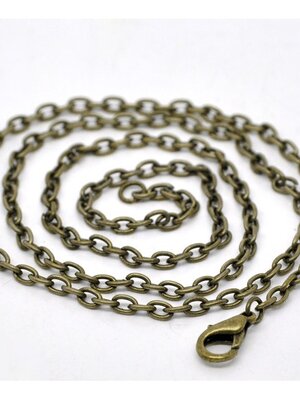 สร้อยคอ โซ่สีทองเหลือง antique ขนาดข้อโซ่ 4x3 mm. ยาว 18 นิ้ว 1 เส้น