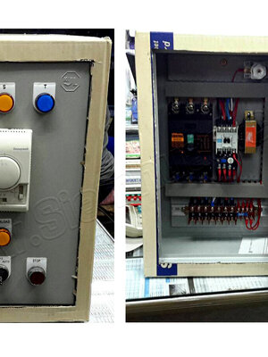 (ตู้รับประกอบ) ตู้คอนโทรลควบคุมอุณหภูมิ ควบคุมสวิทฃ์เทอโม24v + ตู้คอนโทรลไฟฟ้า ควบคุมอุปกรณ์ และตั้งเวลา (อุปกรณ์อื่นๆ ตัวคอนโทรลอุณหภูมิ Honeywell, เบรคเกอร์ Regis)..,
