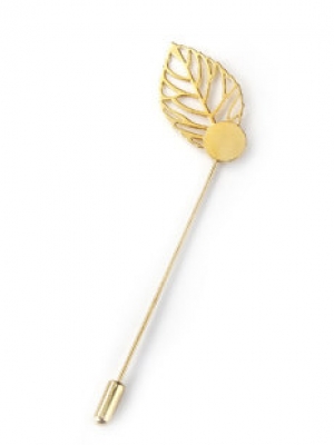 เข็มกลัดแบบแท่ง โลหะ สีทอง ปลายใบไม้ มีแท่นฐานวงกลม 10 มม. ขนาด 86x25mm จำนวน 200 ชิ้น พรีออเดอร์ ส่งสินค้า 7-10 วันหลังชำระเงิน