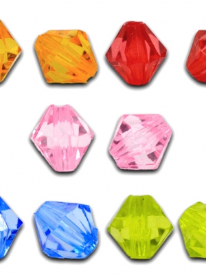 ลูกปัดอะครีลิค Bicone คละสี 8x8mm 100 เม็ด