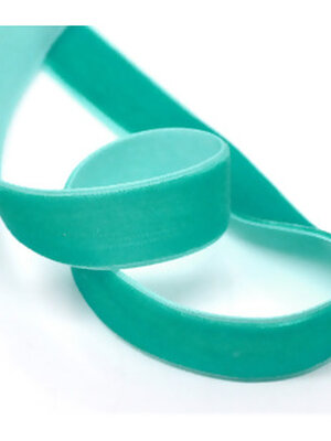 ริบบิ้นผ้ากำมะหยี่สีเขียวอมฟ้า กว้าง 5/8 นิ้ว (16 มม.)ยาว 10 หลา