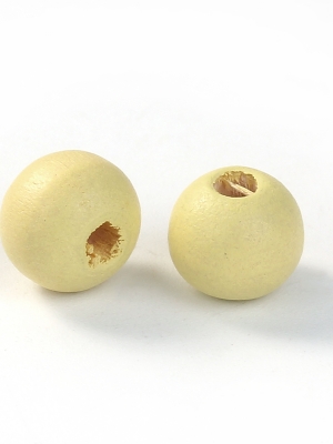 ลูกปัดไม้ย้อมสีเหลืองอ่อน ขนาด 8mm แพ็ค 500 เม็ด