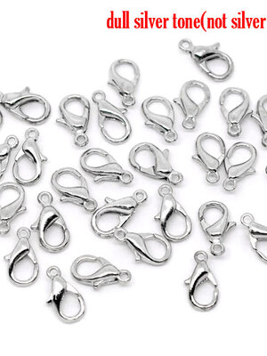 ตะขอก้ามปูโลหะอัลลอยด์ สิเงิน ขนาด 12x7mm แพ็ค 20 อัน Zinc Alloy Lobster Claw Clasps, Platinum, 12x7mm, Hole: 1.5mm