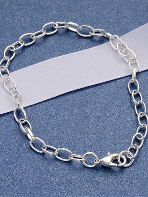 โซ่สร้อยข้อมือเงินพร้อมตะขอก้ามปู สำหรับDIY สร้อยข้อมือ ยาว 20.5 ซม 1 เส้น