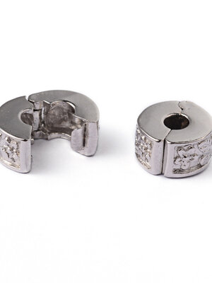 ตัวล็อคสร้อย ยุโรปรูใหญ่ 3.5 มิล สีเงินแพลตตินั่ม ขนาด 11x10.5mm หนา 6mm แพ็ค 2 ชิ้น