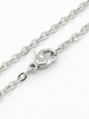 สร้อยคอสแตนเลส 304 cable chain พร้อมก้ามปูสแตนเลส ขนาดข้อสร้อย 6x5 มม. ใส่ได้ทั้งชายหญิงเลือกความยาว