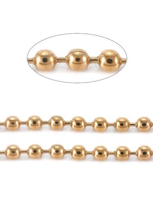 โซ้ไข้ปล่าแสตนเลส ชุบสีทองด้วยระบบ vacuum ขนาด 2.5mm Vacuum Plating 304 Stainless Steel Ball Chains