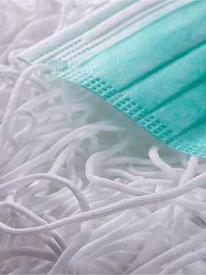 ยางยืดไนล่อน เส้นกลม สำหรับทำหูหน้ากากอนามัย ขนาด 3 มม. สีขาว อย่างดี เส้นนุ่ม ความยืดหยุ่นสูง ตัดแบ่ง 10 เมตร