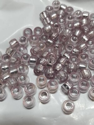 ลูกปัดอะครีลิค ไส้ปรอท ขนาด 5x4 มม. รู 3 มม. สีม่วงอ่อน แพ็ค 100 เม็ด