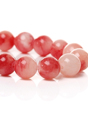 ลูกปัดหินสังเคราะห์เกรด B ขนาด 10mm สี Mashan Jade หยกแดง 1 เส้นยาว 38.5cm ประมาณ 40 เม็ด