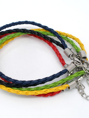 เชือกข้อมือสำเร็จสำหรับร้อยลูกปัด 20ซม.พร้อมก้ามปู 5 เส้นคละสี