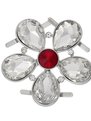 คลิปตกแต่งรองเท้ากลีบRhinestoneขาวรูปดอกไม้ ขนาด 4.8cm x 4.8cm(1 7/8" x1 7/8"),1 ชิ้น