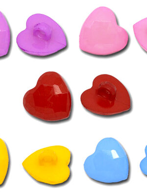 กระดุมอะรีลิครูปหัวใจ 14*14มม. 30 เม็ดคละสี