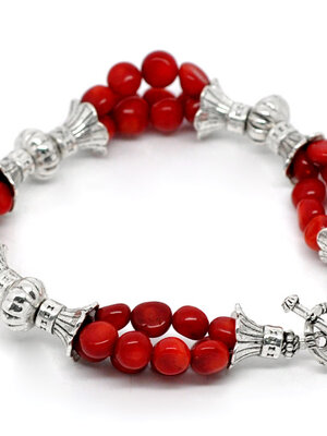 สร้อยข้อมือ Coral Beads สีแดง ขนาด 21 ซม. 1 เส้น