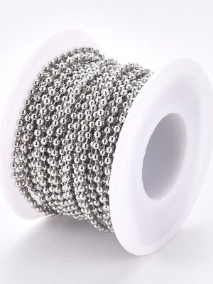 โซ่ไข่ปลา สแตนเลส 304 เม็ดกลมขนาด 2.5 มม. ม้วน 10 เมตร