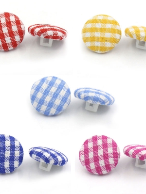 กระดุมผ้าแฮนด์เมดลายสก๊อต 14mm. 20 เม็ด คละสี