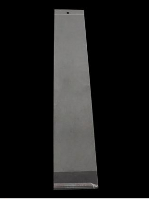 ถุงพลาสติกใส OPP(ถุงแก้ว) ฝากาว+หัวรูแขวน ขนาด 6x52 ซม. (ส่วนใช้งาน 6x45 ซม.) หนา 0.035 มม.