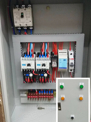 ตู้คอนโทรลปั๊มน้ำ สลับการทำงาน ออโตเมติก โดยอุปกรณ์ แลทชิ่งรีเลย์ latching relay (อุปกรณ์ไฟฟ้า LED Pilot Lamp, Control Switch, MOLD CASE CIRCUIT BREAKER, Relay, Latching Relay, Miniature Circuit Breaker, MAGNETIC CONTACTOR