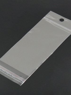 ถุงพลาสติกใส OPP(ถุงแก้ว) ฝากาว+หัวรูแขวน ขนาด 6x15.5 ซม. (ส่วนใช้งาน 6x10 ซม.) หนา 0.030 มม.