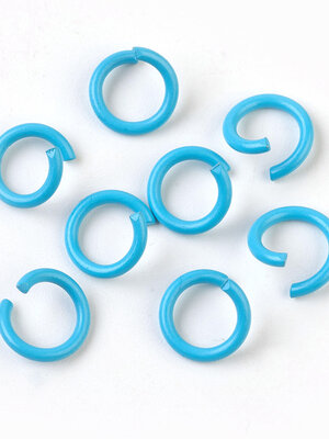 ห่วงวงแหวน Jump Ring ห่วงเปิด สีฟ้าคราม skyblue ขนาด 8~8.5x1.2mm วงใน 5-6mm แพ็ค 100 ชิ้น