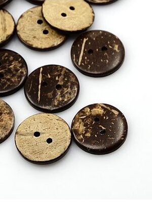 กระดุมกะลา 2 รู ขนาด 20x2.5 มม. รู 2 มม. แพ็ค 50 เม็ด