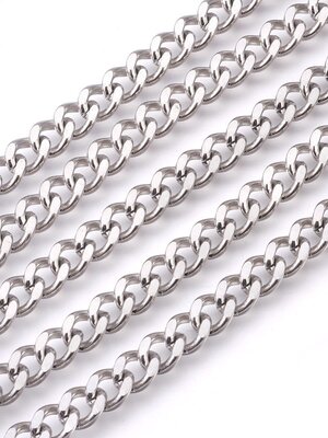 โซ่สแตนเลส 304 Curb Chain สีสแตนเลส ขนาด 9x7x3mm mm ยาวประมาณ 10 เมตร